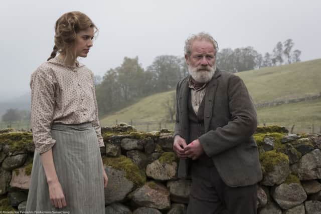 Agyness Dean, left, with Peter Mullan in Sunset Song