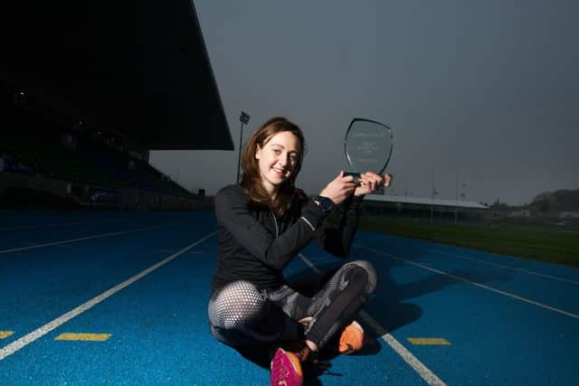 Laura Muir was at Scotstoun Stadium yesterday to receive her Athlete of the Year trophy. Picture: John Devlin