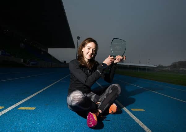 Laura Muir was at Scotstoun Stadium yesterday to receive her Athlete of the Year trophy. Picture: John Devlin