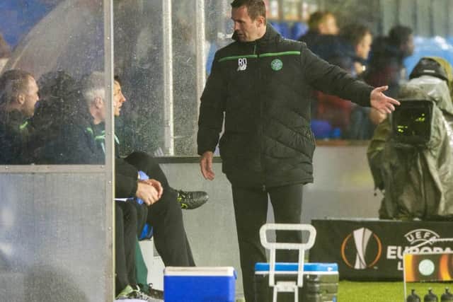 A night to forget: Ronny Deila is left frustrated by Celtic's 3-1 defeat at Molde. Picture: SNS