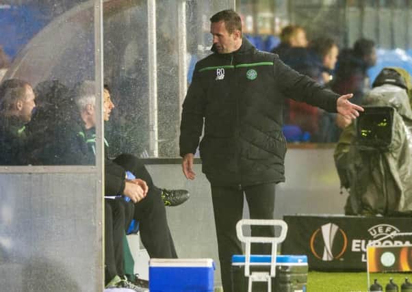 A night to forget: Ronny Deila is left frustrated by Celtic's 3-1 defeat at Molde. Picture: SNS