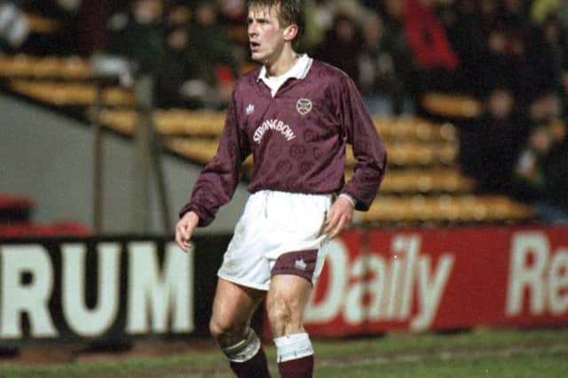 Gary Mackay in action for Hearts in 1993. He played more than 500 league games for the Tynecastle side.