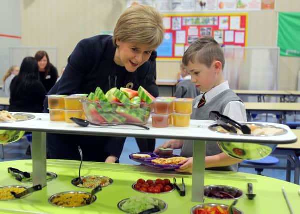 Nicola Sturgeon visits a school to promote healthy eating. Picture: Hemedia