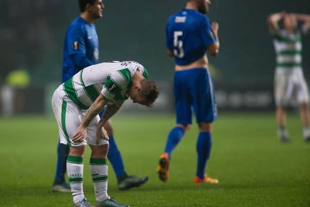 A disappointed Leigh Griffiths after the full-time whistle went. Picture: John Devlin