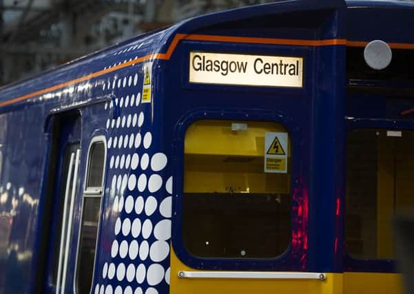 Scotrail train arrives at Glasgow Central.