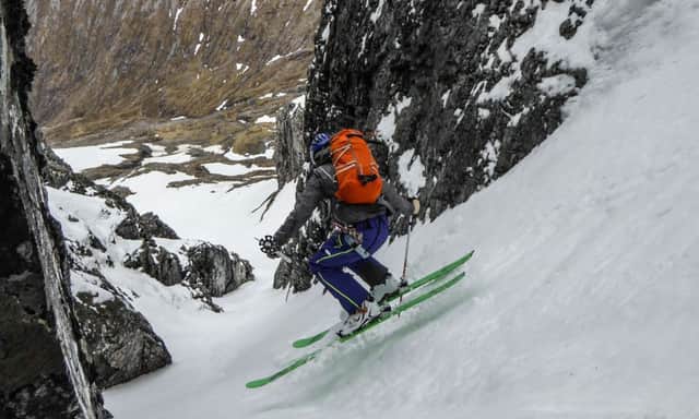 Andy Nelson, putting in some turns on Number 2 Gully, Ben Nevis. Picture: James Thacker