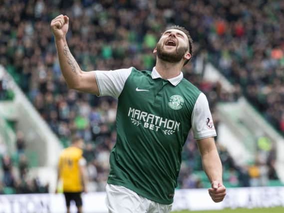 James Keatings, a Hearts player last season, says that he is loving life at Hibernian as the club step up their push for promotion. Picture: SNS