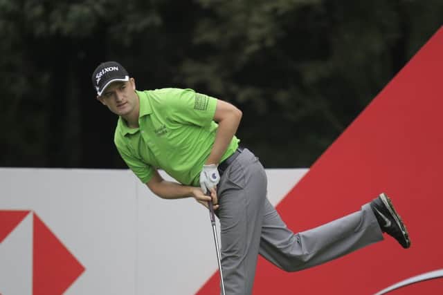 Russell Knox did not play the final hole due to darkness. Picture: AP