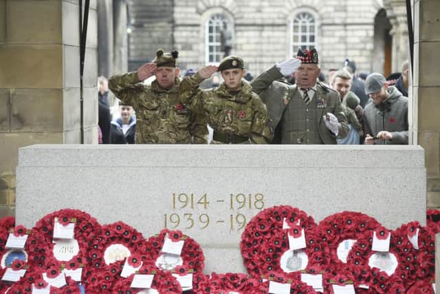 The  Remembrance Day service outside City Chambers in Edinburgh. Picture:  Greg Macvean
