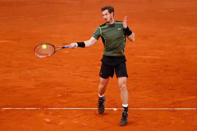 Andy Murray during his Paris Masters quarter-final against Richard Gasquet when the Scot admitted he played in pain. Picture: Getty