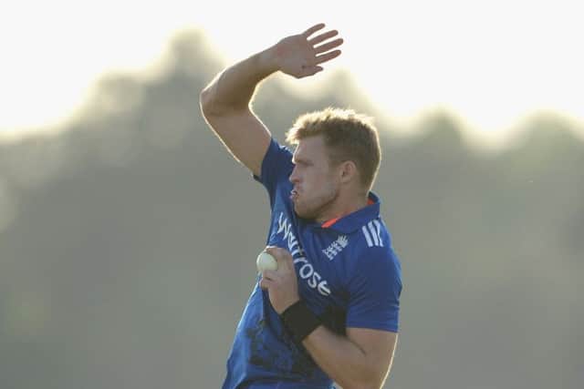 Yorkshires one-day specialist David Willey bowls in Englands warm-up match against Hong Kong. Picture: Getty
