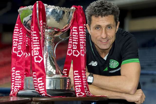 Celtic assistant manager John Collins at yesterdays League Cup semi-final draw, where his side were paired with Ross County. Picture: SNS