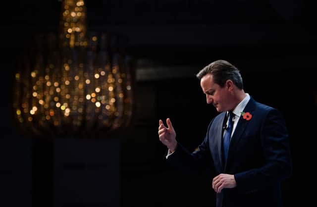David Cameron addresses delegates at the annual CBI conference yesterday. Picture: Getty