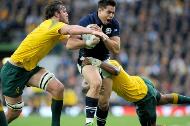 Scotland's Sean Maitland during the 2015 Rugby World Cup quarter-final match against Australia at Twickenham. Picture: Jane Barlow