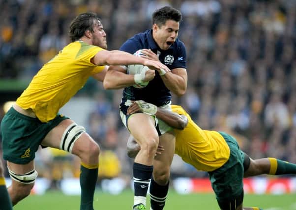 Scotland's Sean Maitland during the 2015 Rugby World Cup quarter-final match against Australia at Twickenham. Picture: Jane Barlow