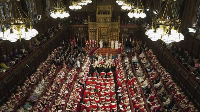 The Chamber of the House of Lords during the state opening of parliament as the Queen prepares to give her speech. Picture: AFP