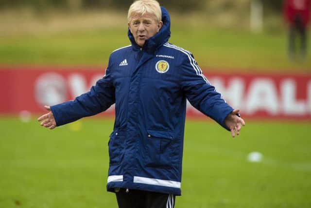 National manager Gordon Strachan worked with the Scotland under-21s at training yesterday. Picture: Alan Harvey/SNS