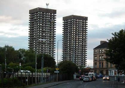 The Bluevale and Whitevale flats in Glasgow before the demolition of Bluevale earlier this year. Photo: Urban Glasgow