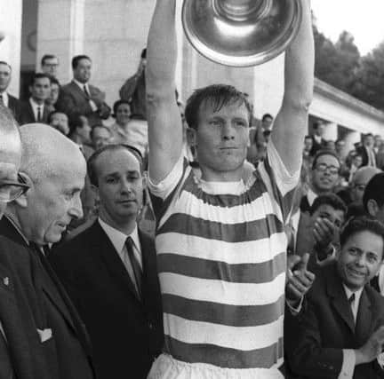 Billy McNeill holds the European Cup aloft in 1967. Picture: AP