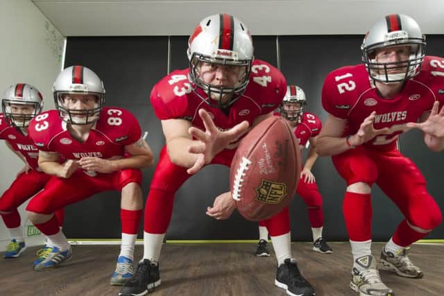 American football team Edinburgh Wolves at the FanDuel offices in Edinburgh. Picture: Ian Rutherford