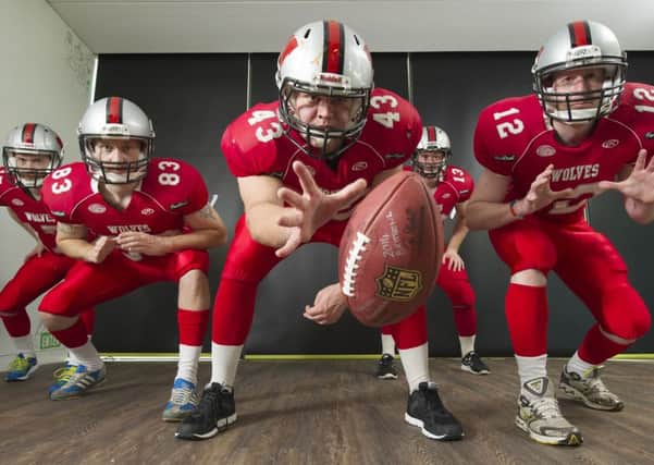 American football team Edinburgh Wolves at the FanDuel offices in Edinburgh. Picture: Ian Rutherford