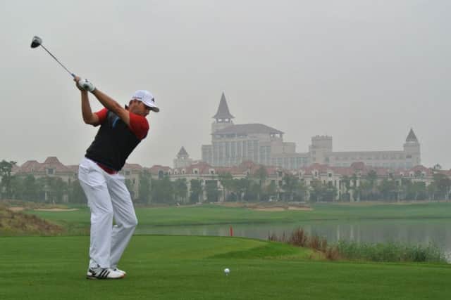 Sergio Garcia hits his tee-shot on the ninth hole during the first round of the BMW Masters at Lake Malaren Golf Club in Shanghai. Picture: Andrew Redington/Getty Images