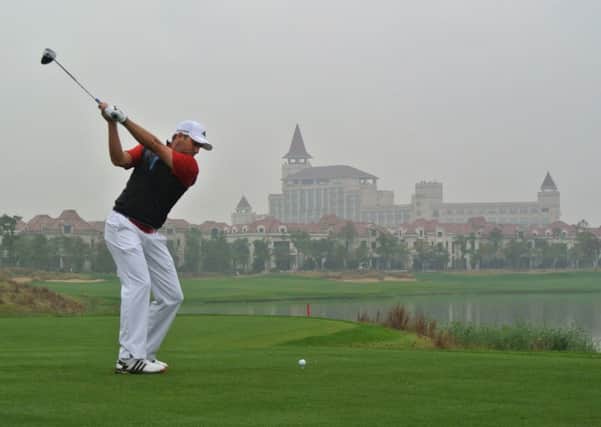 Sergio Garcia hits his tee-shot on the ninth hole during the first round of the BMW Masters at Lake Malaren Golf Club in Shanghai.  Picture: Andrew Redington/Getty Images