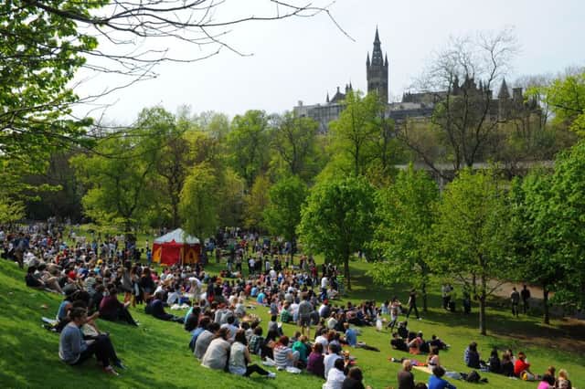 A large crowd gathered in Kelvingrove Park Glasgow Picture: Robert Perry