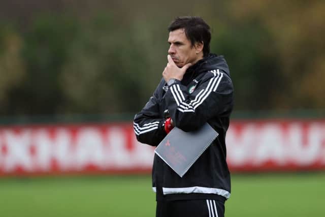 Wales manager Chris Coleman during a training session at the Vale Resort, Glamorgan. PRESS ASSOCIATION Photo. Picture date: Tuesday November 10, 2015. See PA story SOCCER Wales. Photo credit should read: David Davies/PA Wire. RESTRICTIONS: Use subject to restrictions. Editorial use only. No commercial use. No use in books or print sales without prior permission. Call +44 (0)1158 447447 for further information.