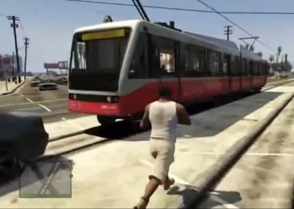 The GTA series is famous for planting subtle references to Scottish culture in its productions. Here, a Los Santos tram is seen painted in colours similar to that of Edinburgh Trams.