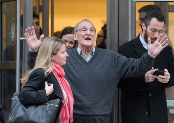 Vincent Asaro gestures as he leaves the federal court. Picture: AP