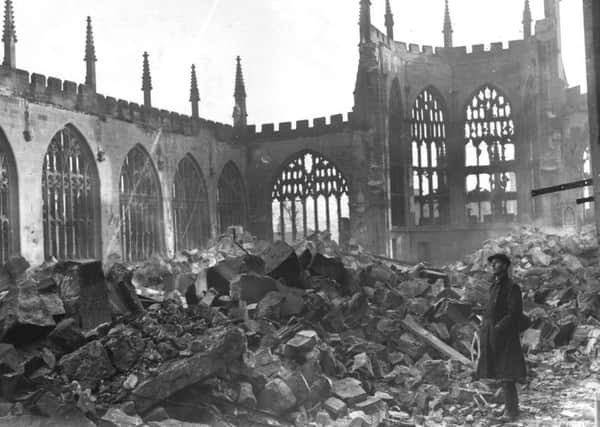 On this day in 1940, 1,000 civilians were killed and Coventrys  cathedral was devastated in a German air raid. Picture: Getty Images