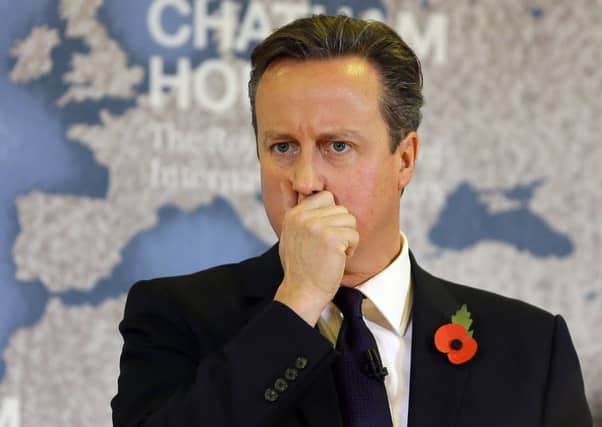 Prime Minister David Cameron delivers a speech on EU renegotiation at Chatham House in London. Picture: PA