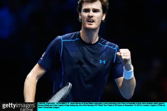 Jamie Murray celebrates victory at the O2 Arena. Picture: Getty Images