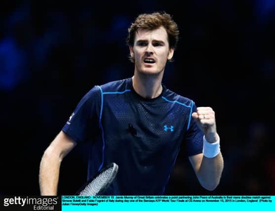 Jamie Murray celebrates victory at the O2 Arena. Picture: Getty Images