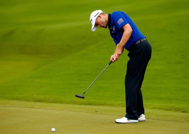 Russell Knox, who briefly held the outright lead in the OHL Classic, putts on the first hole at El Camaleon in Playa del Carmen. Picture: Getty Images
