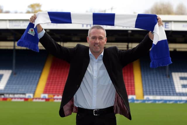 Paul Lambert parades his new colours at Ewood Park yesterday. Picture: PA