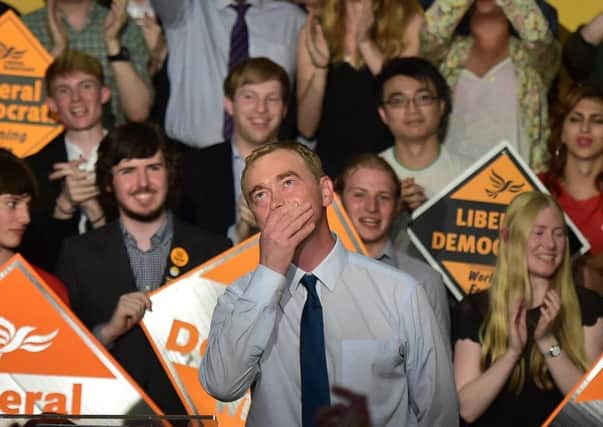 Tim Farron with supporters showing an optimism that does not reflect the hammering the party is likely to undergo. Picture: Getty
