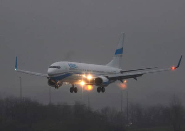 The Enter Air plane lands at Glasgow Airport. Picture: Hemedia