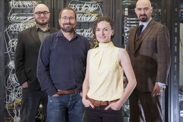 Left to right, Stephen Coleman of Code Base, Gareth Williams of Skyscanner, Lesley Eccles of FanDuel and Jamie Coleman of Code Base. Picture: Jane Barlow