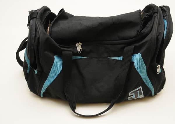 A photo of the holdall which detectives believe was involved in an  abduction and robbery at the Bank of Scotland in Mitchelston Industrial Estate, Kirkcaldy. Picture: PA