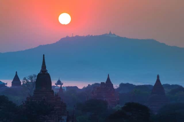 A sunset at Bagan, Myanmar. Picture: PA