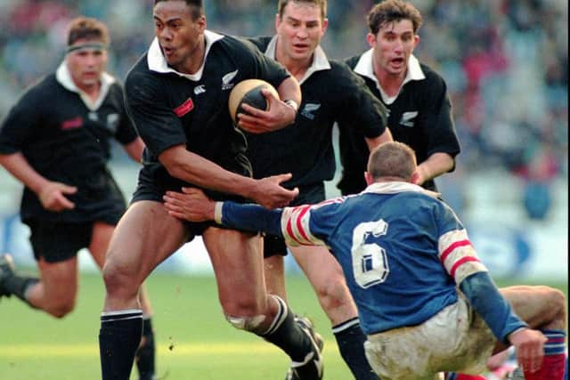 Jonah Lomu in action in 1995. Picture: Lionel Cironneau/AP