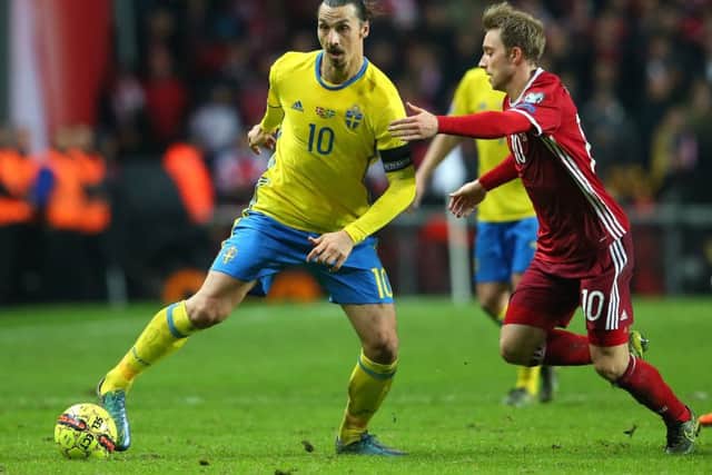 Zlatan Ibrahimovic in action during Sweden's play-off triumph. "Denmark said they were going to retire me. I sent their whole nation into retirement". Picture: Getty