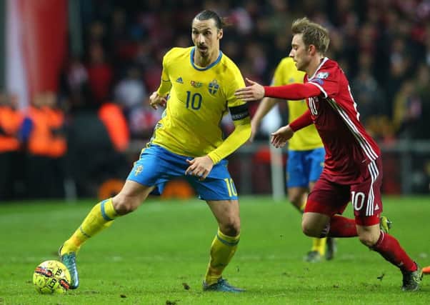 Zlatan Ibrahimovic in action during Sweden's play-off triumph. "Denmark said they were going to retire me. I sent their whole nation into retirement". Picture: Getty