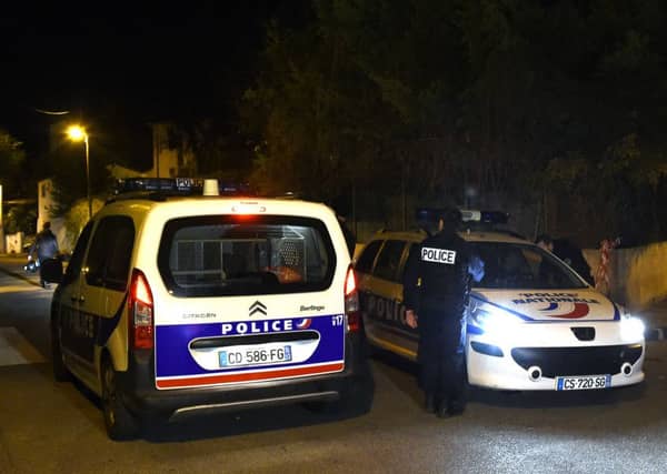 Police secure the area near where the Jewish school teacher was injured in a stabbing in Marseille. Picture: AFP/Getty