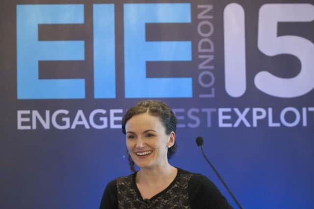 FanDuel co-founder Lesley Eccles addresses the EIE London event. Picture: Jane Barlow