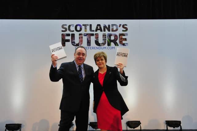 Alex Salmond and Nicola Sturgeon at the launch of the Scotlands Future white paper. Picture: Robert Perry