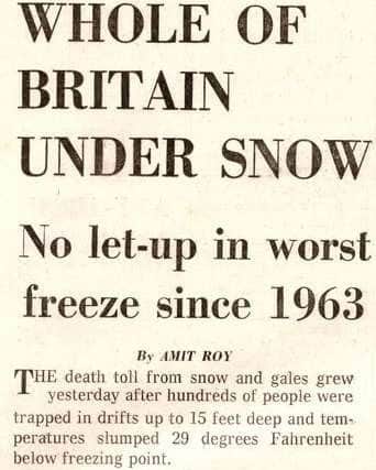 This article from the Daily Telegraph on 2 January 1979 shows part of the damage done by snow during the Winter of Discontent. Photo: UK Weather World