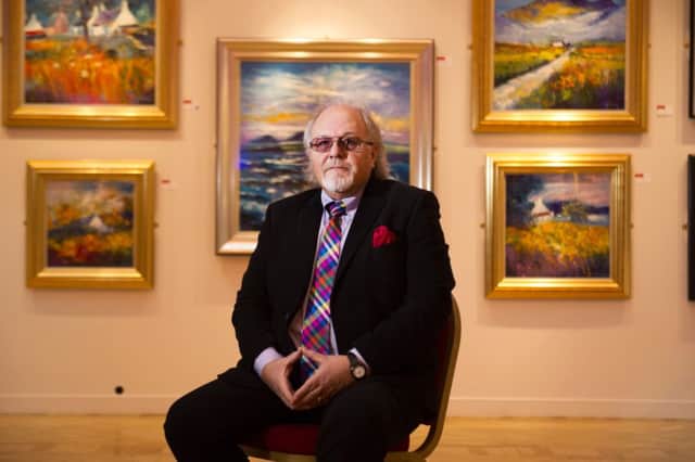 Bestselling Scottish artist John Lowrie Morrison, better known as Jolomo, is the subject of a landmark exhibition in Glasgow's iconic Mitchell Library that opened yesterday. Picture: John Devlin